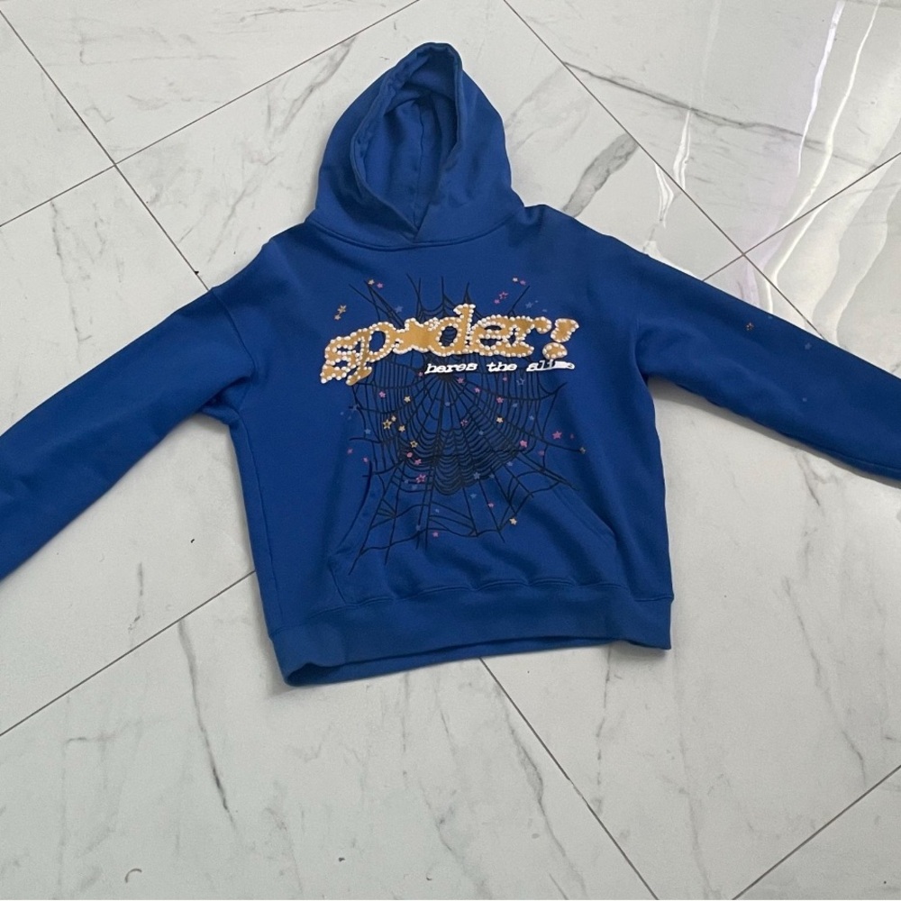 Sp5der blue hoodie- Size small- Slightly worn